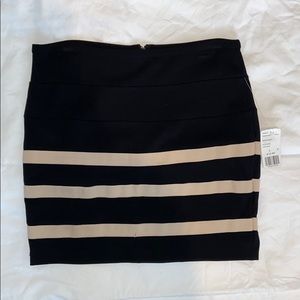 Black and cream striped rear zip skirt
